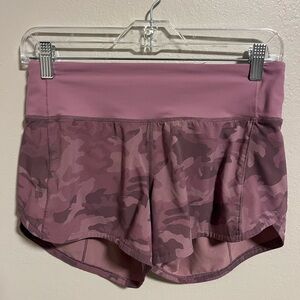 Lululemon Speed Up High Fise Pink Camouflage Shorts-4” Inseam
